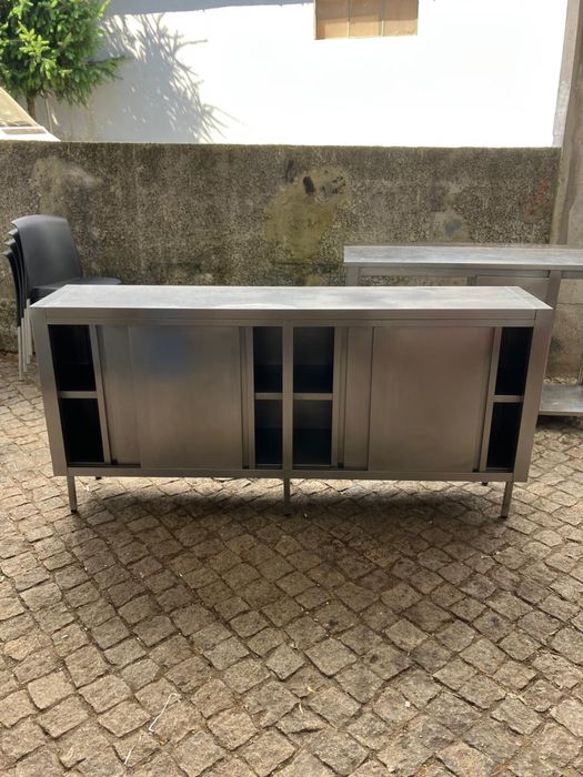 Bancada de aço inoxidável - c/ portas