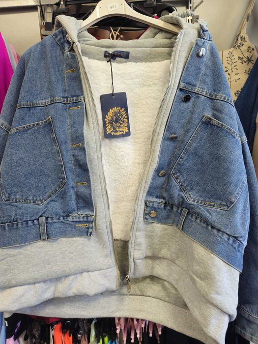Kurtka, bluza jeansowa ocieplana Italy r. Uni Plus Size !!!