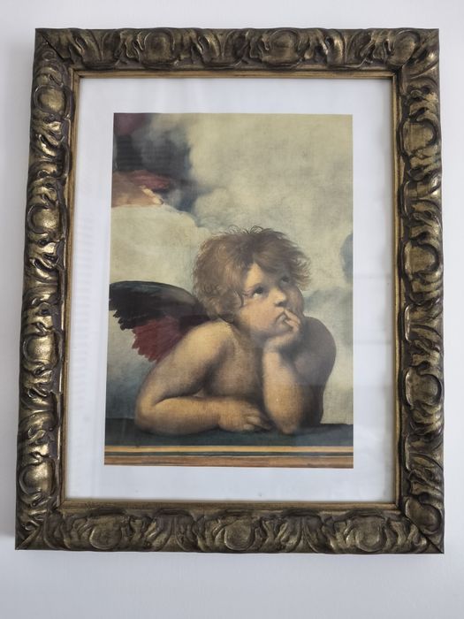 Quadro vintage anjo pensativo