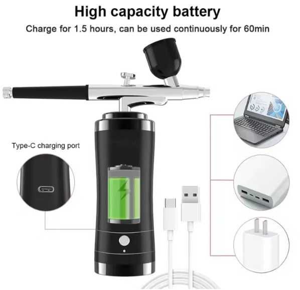 Аерограф з компресором, міні інжектор, портативний на акамуляторі!