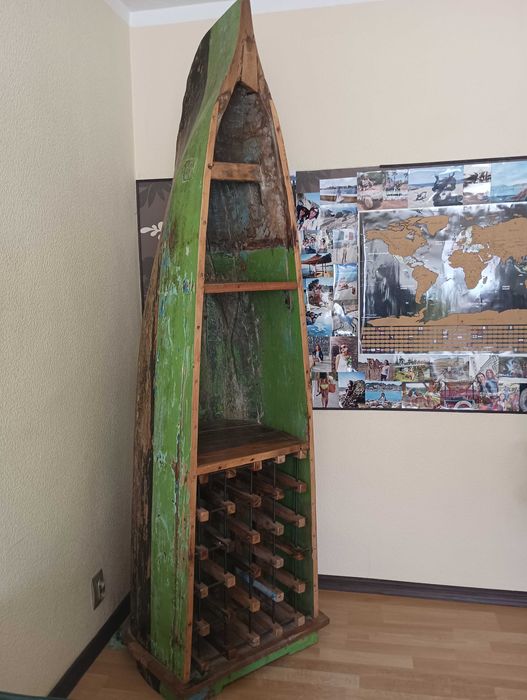 Regał stojak na wino kajak drewno vintage