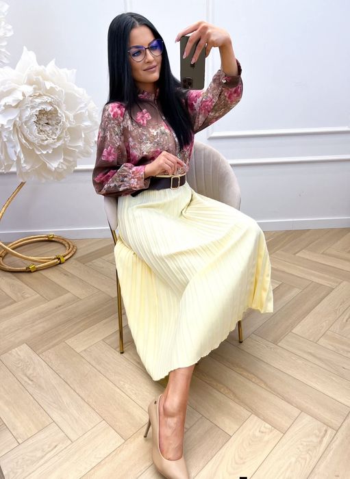Plisowana spódnica damska masełkowy żółty hit viral style new hot Basic must have retro vintage premium plisy