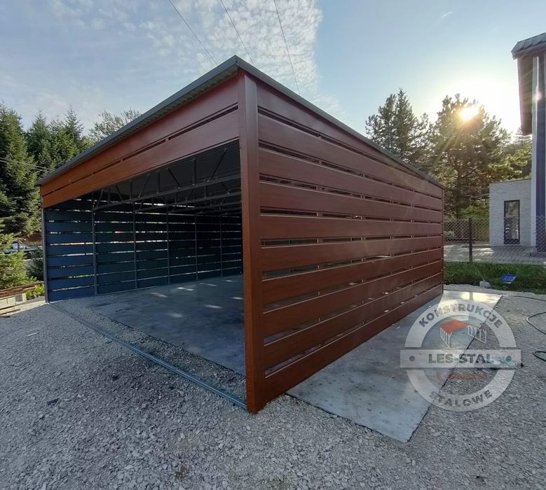 Wiata blaszana drewnopodobna