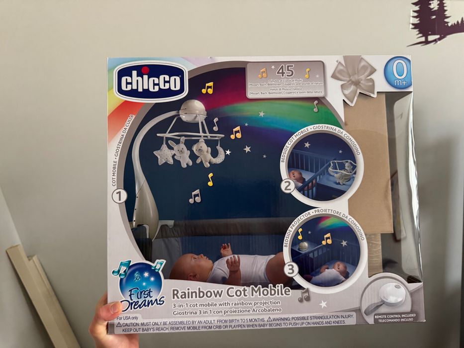 Мобіль-проєктор Chicco на ліжечко 3 в 1 Веселка