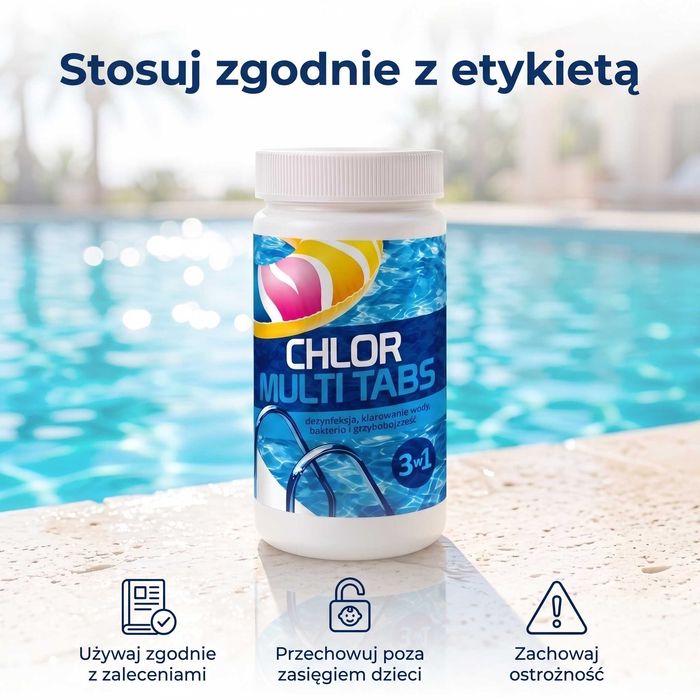 Chlor 3w1 Multi Tabs GAMIX 1 kg Chemia do Basenu Chemia basenowa