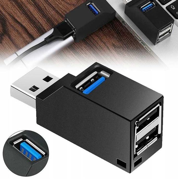 Mini HUB aktywny rozdzielacz 3 Porty USB PC Laptop Szybki * Wejherowo