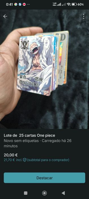 Lote de 24  cartas One piece nenhuma repetida