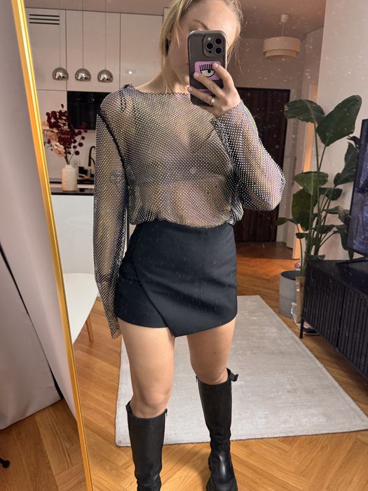 Spódnico spodenki asymetryczne czarne stylowe blogerskie zara