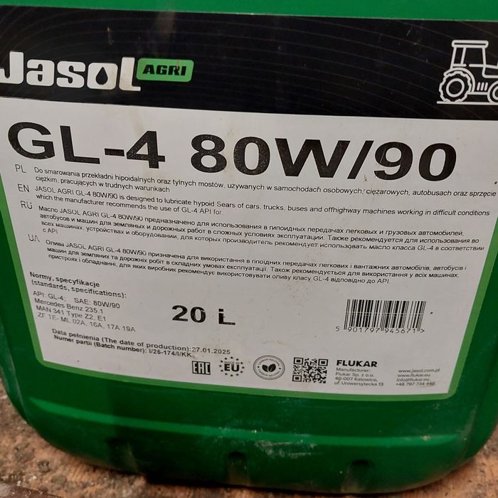 Olej JASOL GL4 80W90
