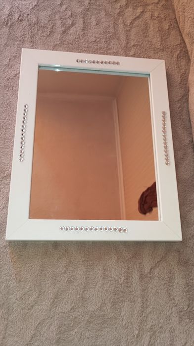 Lusterko, lustro stojące, białe,28x22cm, Glamour,