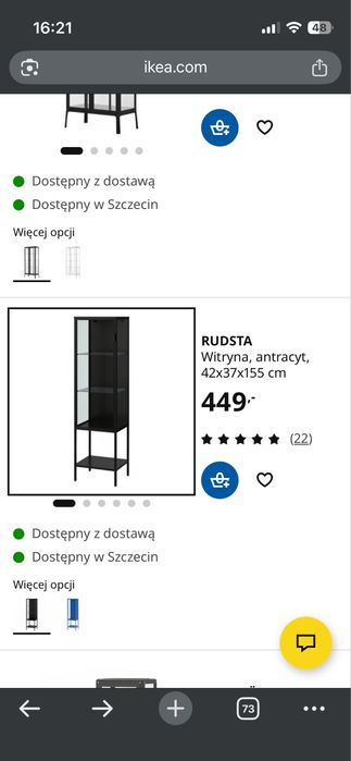Witryna Ikea szklo -antracyt