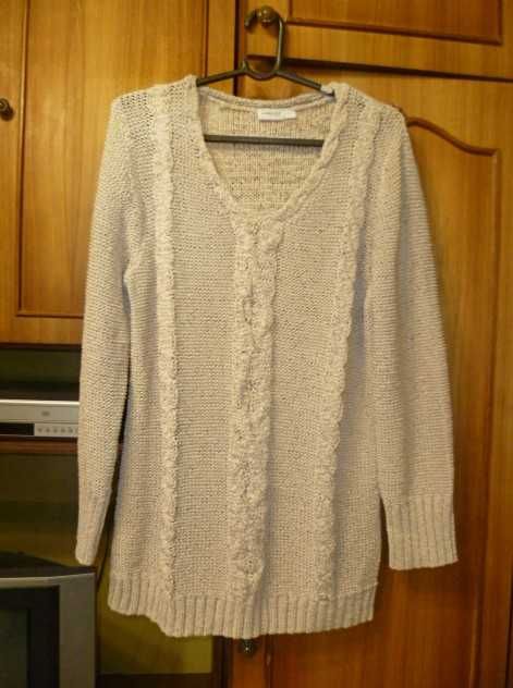 Красивый удлиненный свитер Generous By Lindex  теплый вязаный с косами