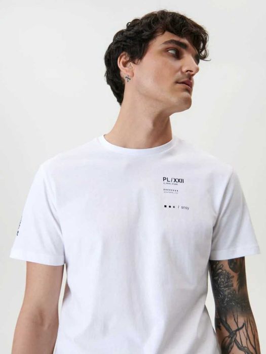 biały t-shirt męski Sinsay