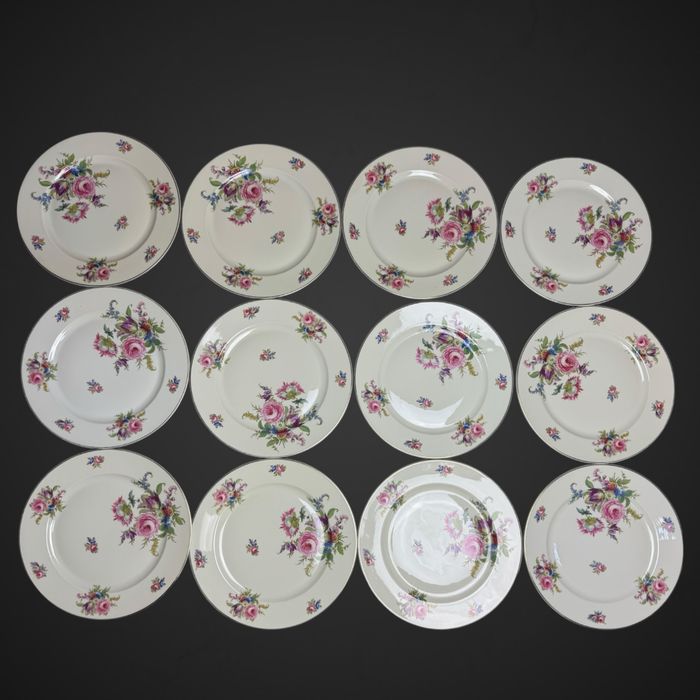 Talerze obiadowe Rosenthal Ivory Bavaria kolorowe kwiaty B5/020903