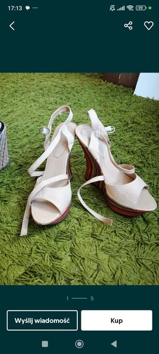 Buty beżowe na koturnie