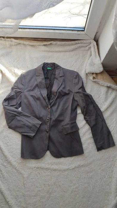 Szara marynarka w paski United colors of benetton XL L M Bawełniana