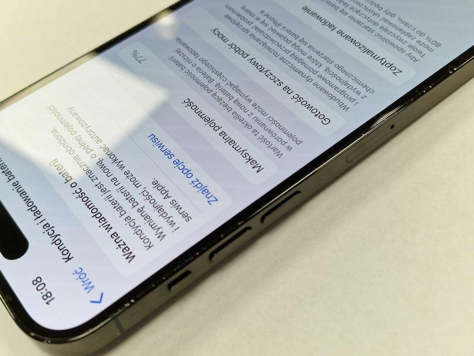 Iphone 14 PRO 128GB/ Space Black/ BAT 77%/ Grade A-/ + ładowarka