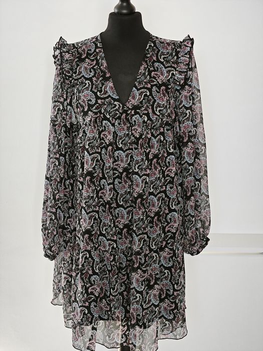 ONLY zwiewna sukienka z długim rękawem - wzór Paisley - rozmiar M/L