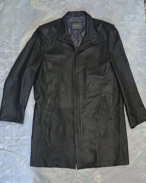 Мужской кожаный плащ