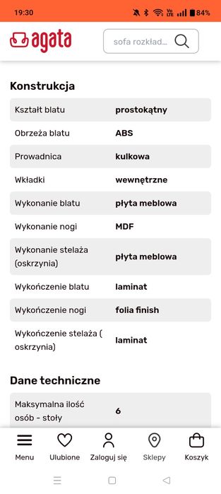 Stół z kompletem krzeseł