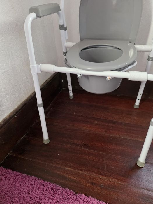 Cadeira sanitaria com braços dobrável