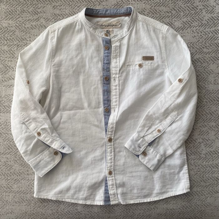 Biała koszula H&M L.O.G.G. 122 długi rękaw zawijany