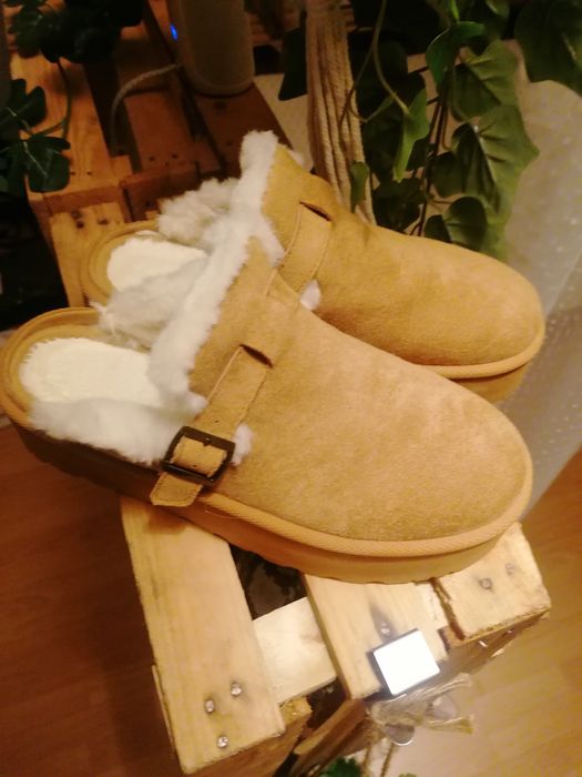 Brązowe damskie buty śniegowce mukluki kapcie 41