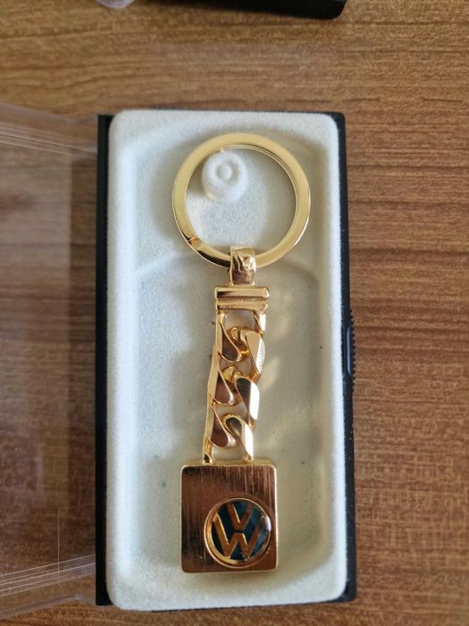 Porta-Chaves Volkswagen VW Vintage — Dourado — Novo no Estojo Original