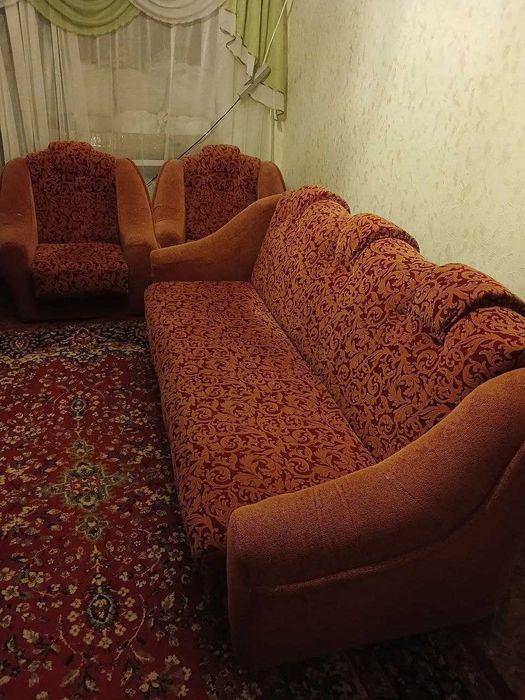 Мягкий уголок Раскладной Диван-кровать и 2 Кресла