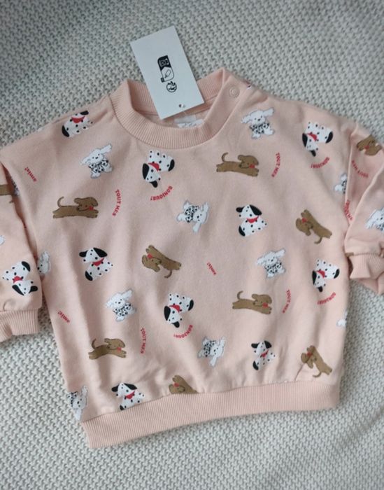 NOWA bluza H&M w pieski | różowa | rozmiar 74 | z metką