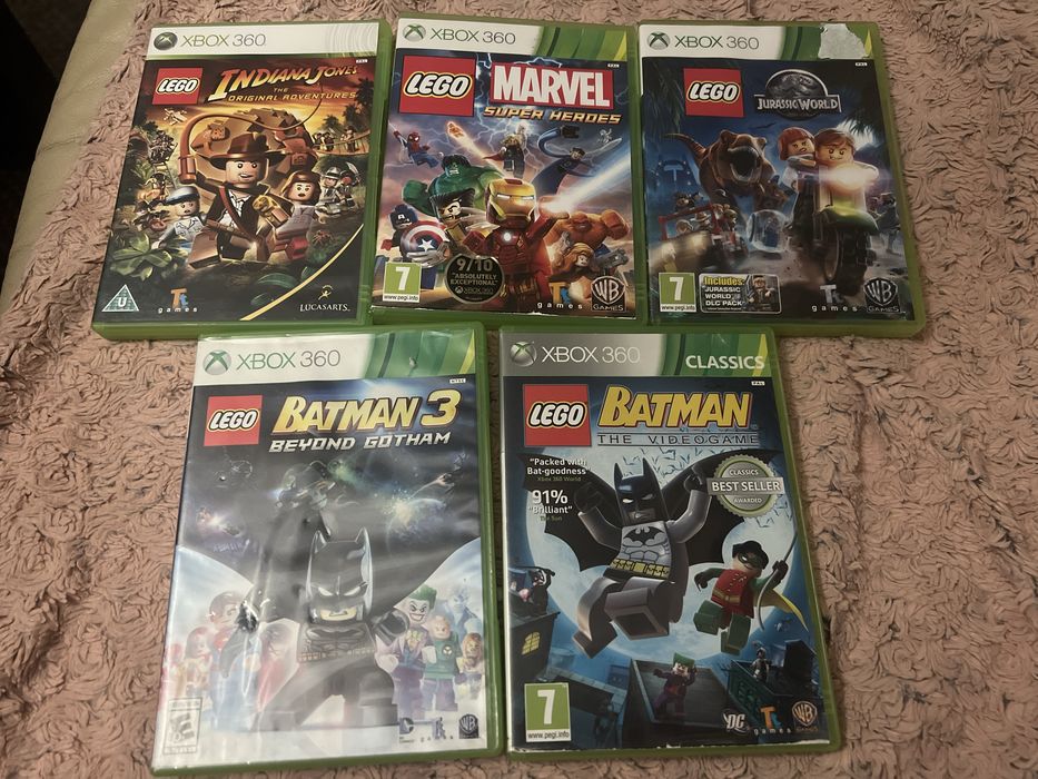 Gry xbox 360 lego Indiana Jones, Jutassic world, Batman, Super Heroes