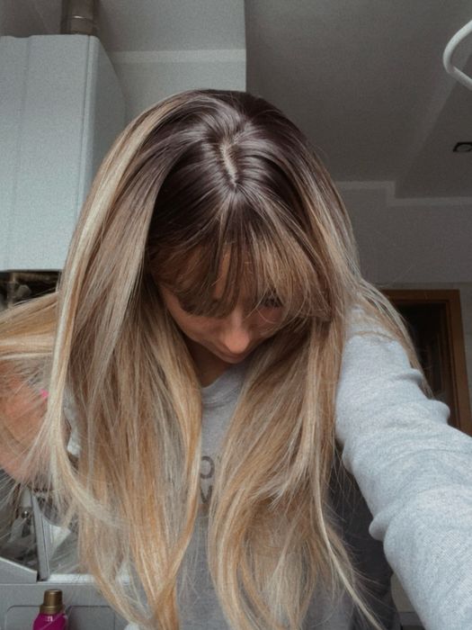 Blond peruka włosy refleksy dla kobiet damska nowa brąz jak naturalne