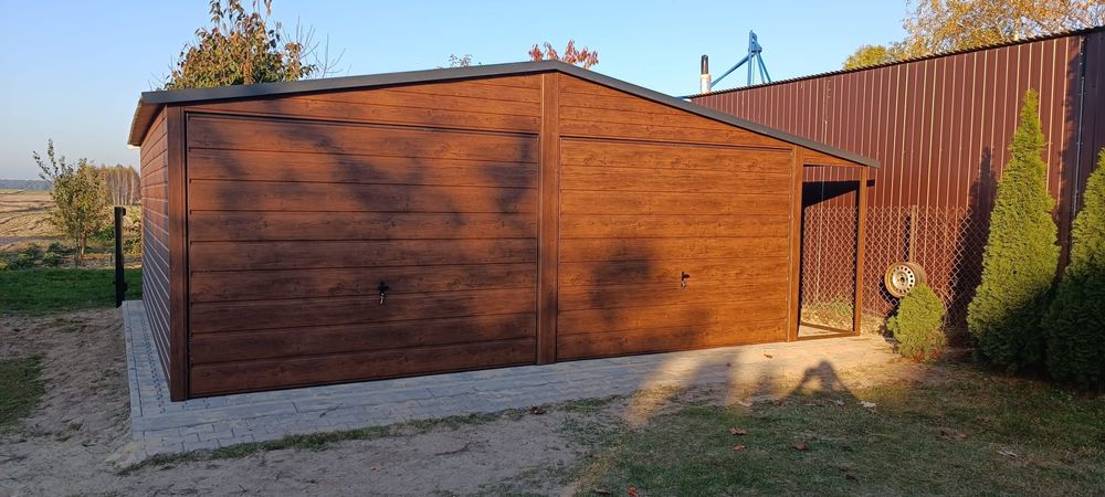Garaze blaszaki 9x6 orzech mat  producent garazy