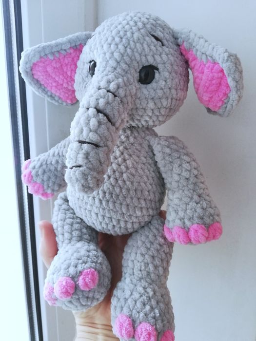 Плюшевые слонята, вязаные