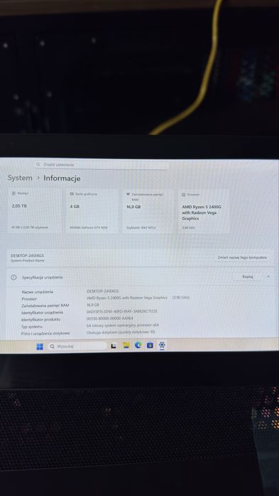 Komputer Do Gier  | Ryzen 5 2tb HDD 256GB SSD GTX 1650 16GB Ram