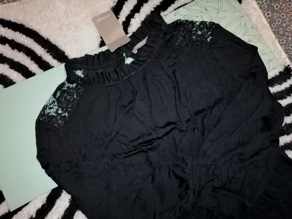 Orsay Koszula Bluzka Z wstawkami z koronki, i ozdobną stójką NOWA xs-M