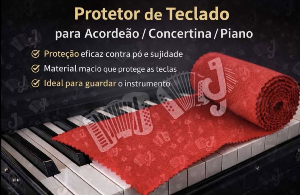 Capa de Teclado NOVA para Acordeão, Piano ou Concertina ou Piano – Proteção contra pó