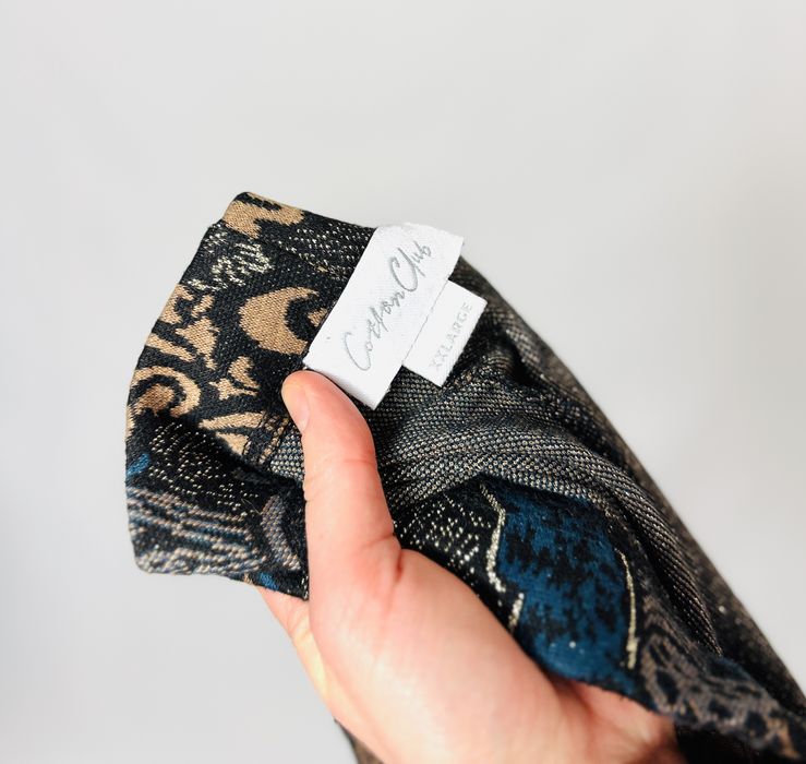 Czarno-kobaltowe spodnie w paisley XXL 44