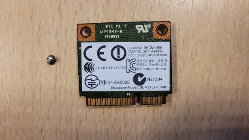 Karta Wi-Fi Bluetooth Broadcom BCM943228HMB mini PCI-E HP 668564-001