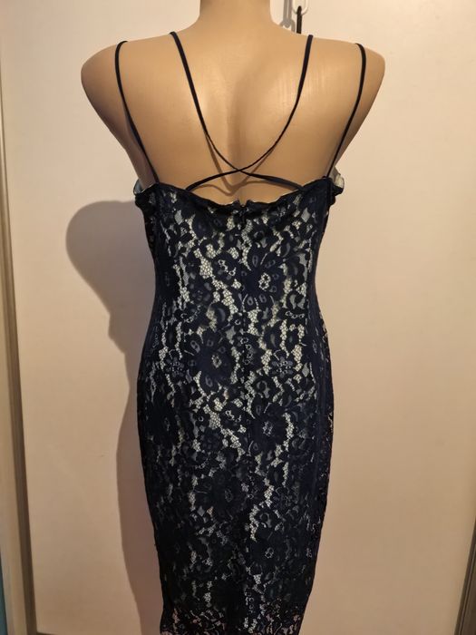Elegancka sukienka damska Next rozm 40,koronka, ramiączka, granat