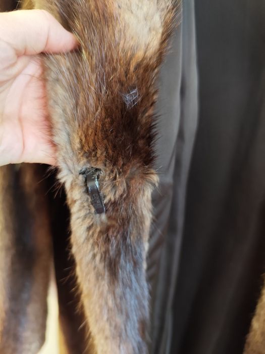 Futro z norek naturalne długie brazowe