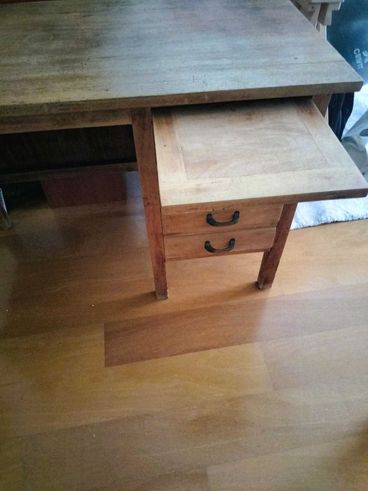 Escrivaninha artesanal antiga madeira – peça numerada com história