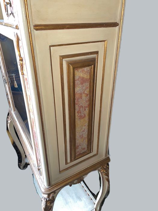 Movel Vitrine oratório Curio Dourado Pedra Incrustada Italiana