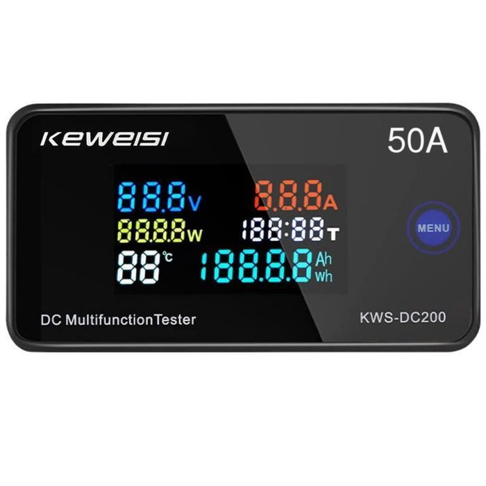 Amperomierz DC200V 50A Woltomierz AH Wh Temp. Czas