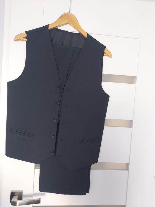 Garnitur szary, grafitowy w kratę  S