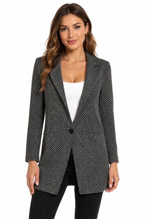 Żakiet elegancki biało-czarny M 38