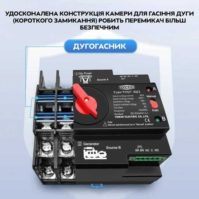 Автомат вводу резервного живлення 125А TOMZN TOQ7 125/2 2P Авр
