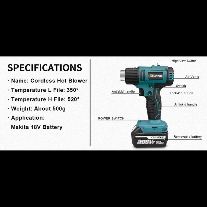 D61-Pistola máquina ar quente calor multifunções plásticos