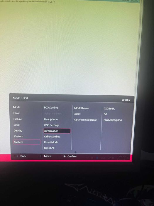 Monitor ZOWIE XL2566K 360Hz DyAc⁺ 24.5 inch