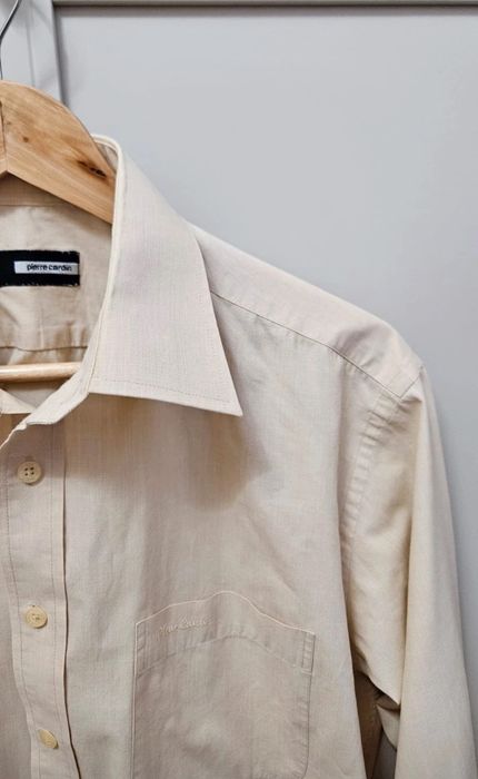 Koszula męska klasyczna z długim rękawem kremowa Pierre Cardin